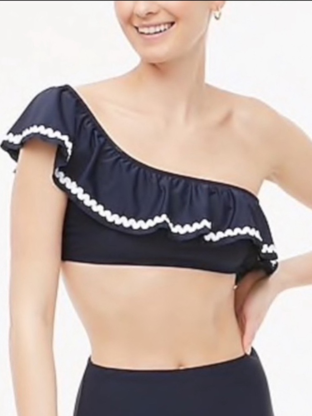 NWOT J. Crew Rickrack One Shoulder Bikini Top